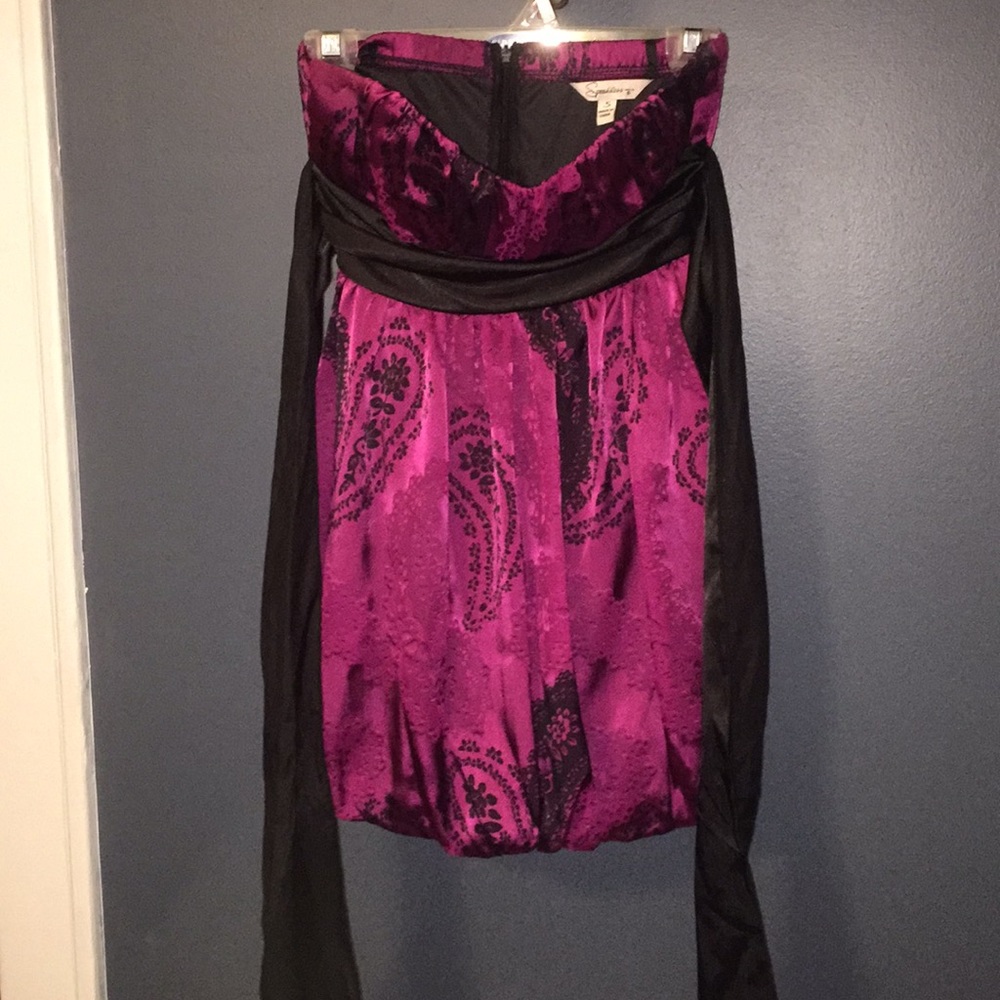 Magenta strapless balloon dress